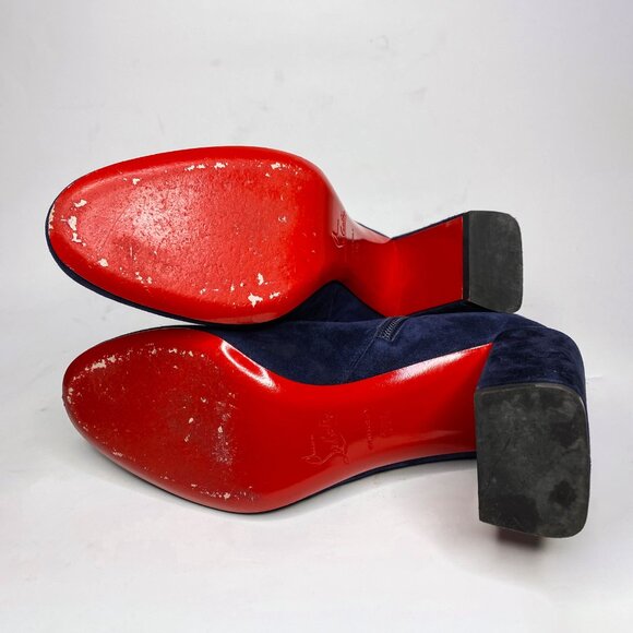 Louboutin Castarika Navy Suede Ankle Boots - Picture 6 of 9